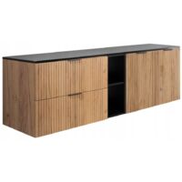 Meuble de Salle de Bain - 160 cm - Chêne Noir - Design Moderne - Soft Close et Pratique