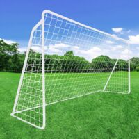 But de Football en Acier 365 cm x 180 cm, But de Foot avec Filet de Football et Accessoires, Assemblage Rapide, Cage de Foot Exterieur pour Entraînements, Matchs ou Jardin