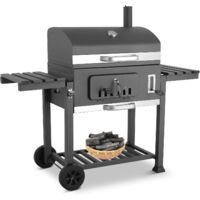 Barbecue au Charbon de Bois, Grill à Charbon avec Couvercle, Barbecue Charbon de Bois Grande Taille avec Cheminée, Barbecue Charbon sur Pied, à Roulettes, en Acier Inoxydable, 152x136x60cm