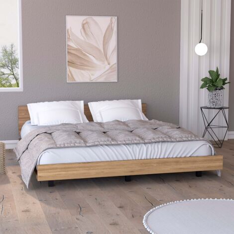 Sommier Queen Kaia con Telaio in Legno, Altezza 51,6 cm, Dimensioni 212,5 cm x 160 cm, Finitura Miele