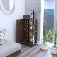 Carrello Bar in Alluminio e Legno, Altezza 82,09 cm, Larghezza 59,99 cm, Profondità 37,49 cm, Colore Amaretto