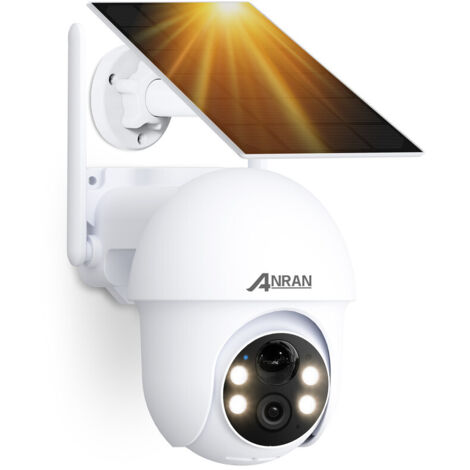 Anran – Caméra de surveillance extérieure 2K HD sans fil – Panneau solaire – Détection PIR – Compatible Alexa et Google Home – Vision nocturne - HD 3 MP