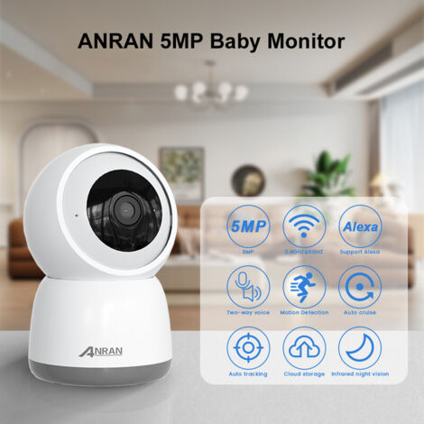 Anran – Caméra de surveillance intérieure motorisée 5MP – Vision 360° – Audio bidirectionnel – Détection de mouvement – WiFi 2.4G/5G