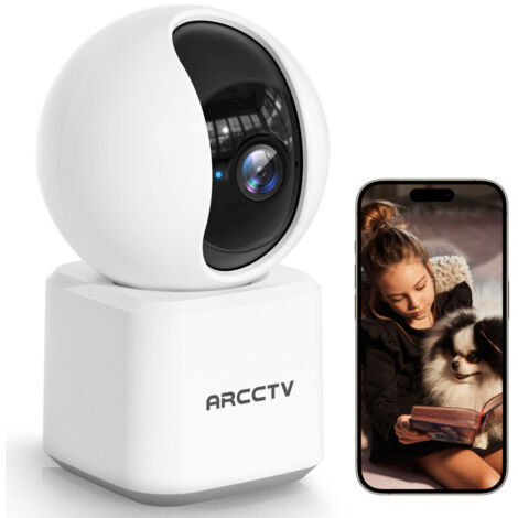 Caméra de Surveillance WiFi intérieure 3MP HD 360° ARCCTV Détection de Mouvement Suivi automatique pour bébé ou animaux Y2U3