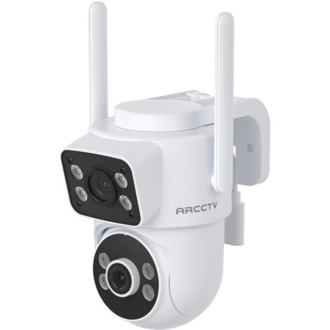 Caméra de Surveillance Filaire Extérieure/Interieur-4MP Double Objectif Double PIR- 360°PTZ Camera-Suivi Automatique-Alarme Lumineuse et Sonore