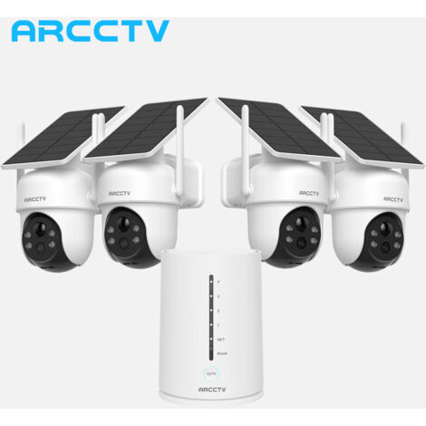 ARCCTV Kit de Vidéosurveillance Extérieur Sans fil 4MP avec 4 caméras batteries solaires PACK VIDEOSURVEILLANCE + Carte sd 64Go