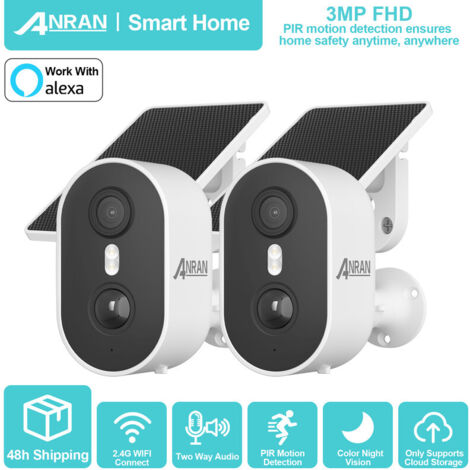 Anran – Caméra de surveillance extérieure sans fil 2K – Vision nocturne colorée – Détection de mouvement PIR – Audio bidirectionnel – Installation facile