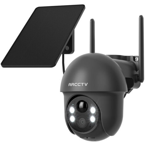 Caméra de Surveillance Solaire extérieure 4MP, Wi-FI 2,4/5 GHz, Alarme en Cas de détection de Personnes, Vision Nocturne en Couleur, Audio bidirectionnel, étanche, Compatible avec Alexa, Gris