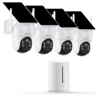 Anran – Kit de vidéosurveillance sans fil 4MP – 4 caméras avec batteries solaires – Vision nocturne couleur – Détection de mouvement intelligente - SD 64 G