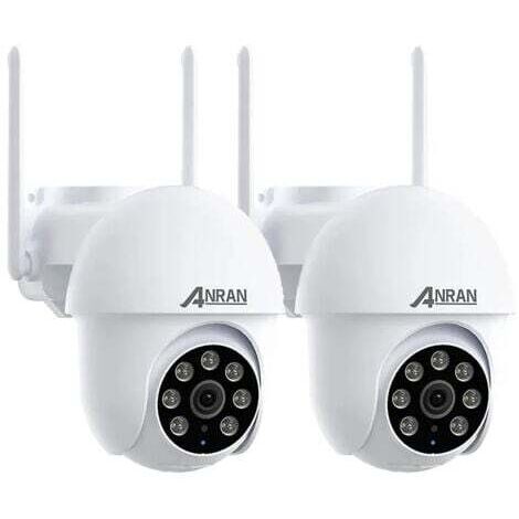 ANRAN P3 WiFi Überwachungskamera Weiß 5MP, IP 360° PTZ Kamera mit Automatischer Verfolgung, Drei Nachtsichtmodi, Zwei-Wege-Audio, Sofortalarm und Bewegungserkennung, Kompatibel mit Alexa-2Stück