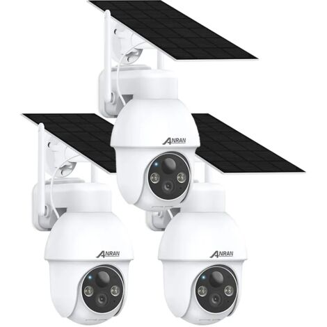 ANRAN Q03 Bianco - Telecamera di Sorveglianza Estera WiFi 3MP Senza Fili Solare, Allarme Sonoro, Audio Bidirezionale, Rilevamento Movimento PIR, Visione Notturna a Colori 30m, Compatibile con Alexa - 