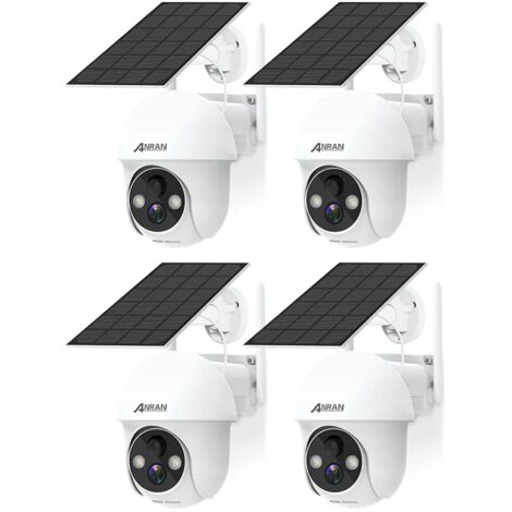 ANRAN Telecamera di Sorveglianza Esterna 2K HD 3MP con Pannello Solare Esterno Senza Fili, Rilevamento PIR, Compatibile con Alexa e Google Home, Q01-4pièces
