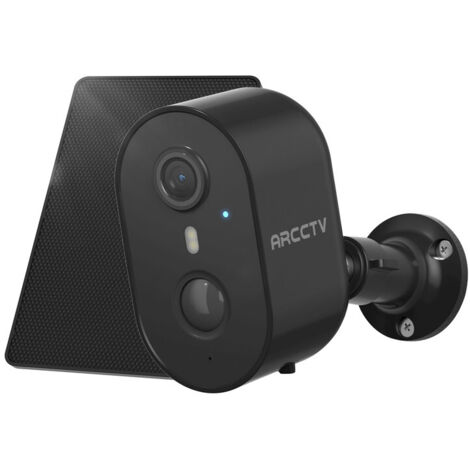 Telecamera di Sorveglianza Senza Fili con Batteria Ricaricabile, WLAN 2,4 GHz e 5 GHz, Audio Bidirezionale, Visione Notturna a Colori, ARCCTV C2 Nero