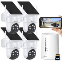ANRAN Kit di Sorveglianza Esterno Senza Fili 4MP con 4 Telecamere a Batteria Solare, Stazione Base Plug and Play, Scheda SD 64GB
