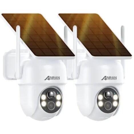 ANRAN Cámara de vigilancia WiFi exterior inalámbrica 3MP, Panel Solar Integrado, Cámara IP a batería, Visión Nocturna en Color, Detección Humana, Audio Bidireccional, Sirena de alarma, Q4 Max Blanco -