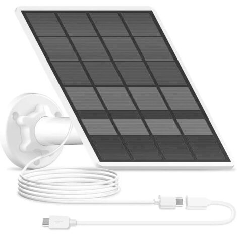 ANRAN Panel Solar 3W Blanco + Cable de 3m para Cámara de vigilancia exterior inalámbrica a batería