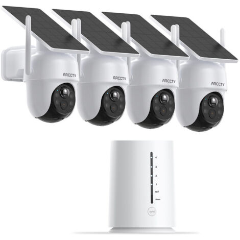 ARCCTV Kit de videovigilancia exterior inalámbrico 4MP con 4 cámaras a batería solares PACK VIDEOSURVEILLANCE + Tarjeta SD 64GB