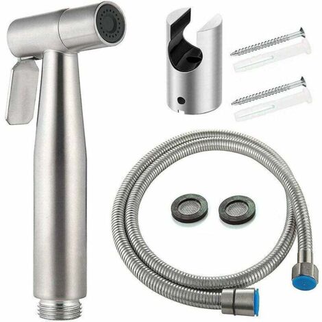 Bidet-Wasserhahn-Sprühgerät, Toiletten-Set mit Handbrause, Hand-Bidet-Sprühgerät, Toiletten-Duschkopf mit Schlauch + Edelstahlhalter + 2 Dichtungen