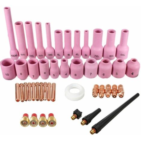 46-teiliges WIG-Gaslinsen-Spannzangenkörper-Aluminiumoxid-Düsensortiment für SR WP-9 WP-20 WP-25 WIG-Schweißbrenner (1/5)