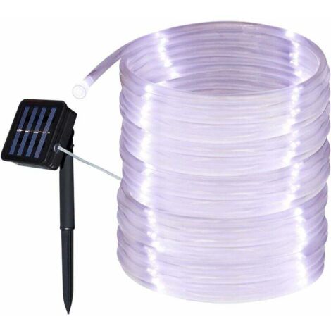 Solarbetriebene Lichterkette für den Außenbereich, 12 m, 100 LEDs, wasserdicht, 8 Beleuchtungsmodi, dekorative Lampen für Garten, Terrasse, Zaun, Geburtstag, Hochzeit (weißes Licht)