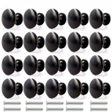 20 Stück Türknöpfe, Schubladenknöpfe, 30 mm, Vintage-Griffe, Möbelknöpfe für Küchenschränke (Schwarz)