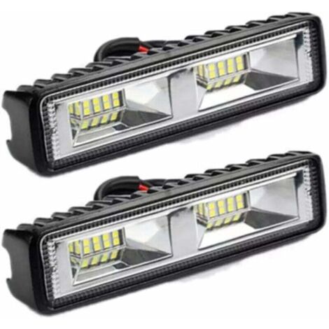 2 x 12V 24V LED-Arbeitsscheinwerfer, 16 LEDs, 48W, Offroad-Arbeitsscheinwerfer, IP67 wasserdicht, für Traktor, Motorrad, Auto, LKW, ATV, SUV (48W)
