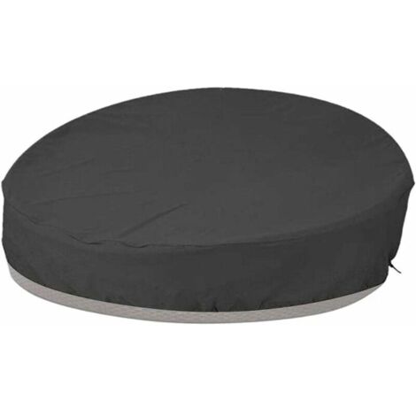 Runde Gartenbettabdeckung, Schutzhülle für runde Schlafsofas, winddicht, UV-beständig, 210D Oxford-Gewebe, schwarz, 190 x 89 cm