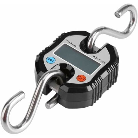 Elektronische Gepäckwaage, tragbare Digitalwaage mit LCD-Bildschirm und Haken, 150 kg/300 lb (Schwarz) (1/4)