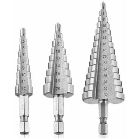 Stufenbohrer, HSS-Metallfräser, 3-teilig, SKU00468, Stufenbohrer, Stahlfräser, konischer Dreieckbohrer (1/5)