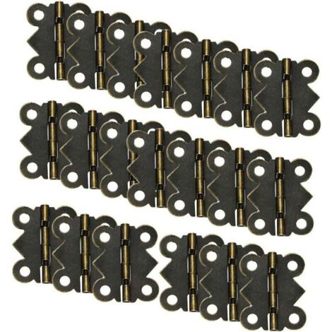 20 Stück grüne Bronze (90°) Retro Miniatur kleines Scharnier 90 Grad Schmetterlingsscharnier Eisen Retro Mini Mini Scharnier, Für Wohnmöbel, Türen und Fenster usw. (1/5)