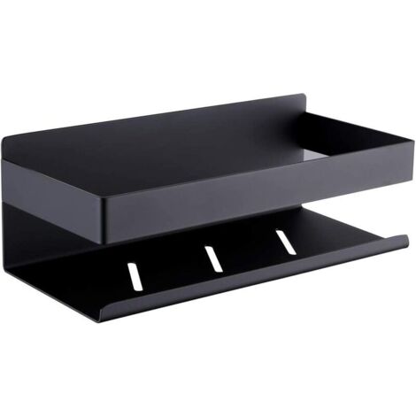 Duschablage in Mattschwarz, kein Bohren erforderlich, selbstklebende Duschablage aus Edelstahl SUS304, Badezimmerablage, 26 cm