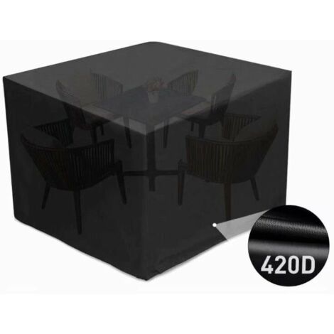 Gartenmöbelabdeckung, 420D wasserdichte Schutzplane für Tisch/Möbel, wasserdicht, UV-beständig, staubdicht, alterungsbeständig, reißfest (schwarz) (1/5)