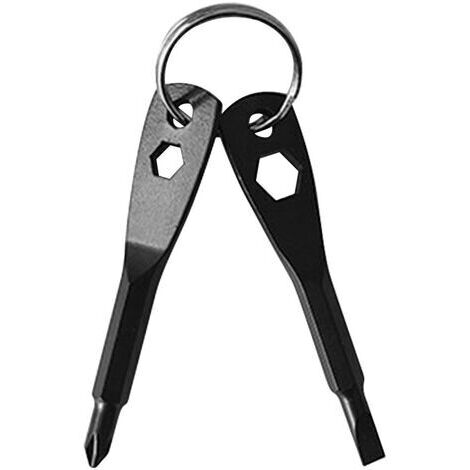 4-in-1 Multifunktions-Schlüsselanhänger mit Kreuzschlitzschraubendreher, Maulschlüssel und Innensechskantschlüssel, Geschenk für Männer, Heimwerker und Elektriker – Schwarz, einteilig, Fonepro (1/5)