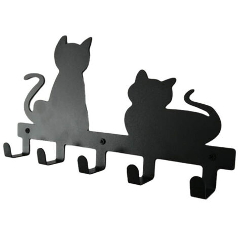 Kreativer Cartoon-Katzenhaken, personalisierter Wandbehang, schwarzes Katzenseil, Eisenhaken für Mantel und Hut einer schwarzen Katze. (1/5)