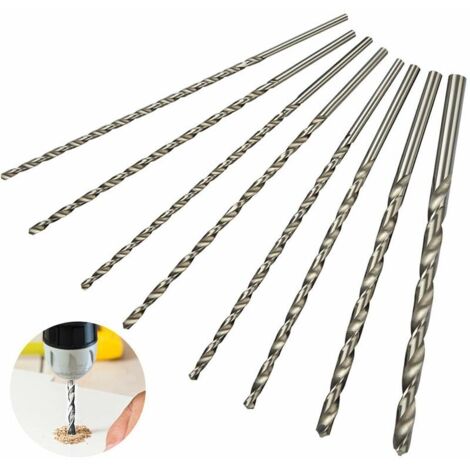 Extra langes Bohrerset, 8-teilig, 200 mm lang, Durchmesser 4 mm, 4,2 mm, 4,5 mm, 5 mm, 5,2 mm, 6 mm, 8 mm, 10 mm (1/5)