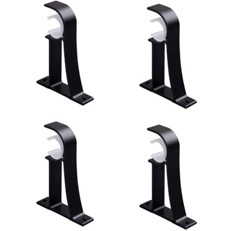 Set mit 4 robusten, dekorativen Gardinenstangenhalterungen für Gardinenstangen mit einem Durchmesser von 2,5 bis 3,2 cm, schwarz (1/5)