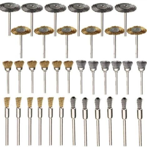 Messingbürsten-Set, 36-teilig, Stahldrahtbürsten, Bürsten, Bohrmaschine, Rotationswerkzeuge, Polieren, Dremel-Rotationswerkzeuge (1/5)