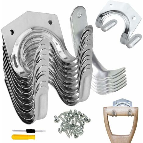 18-teiliges Aufbewahrungshaken-Set, Wandhalterung für Gartengeräte, Einzel-/Doppel-Werkzeughalter aus Eisen für Garage, Schuppen, Lagerhalle, Bauernhaus, Werkbank, mit Schrauben und Schraubendreher (1/5)