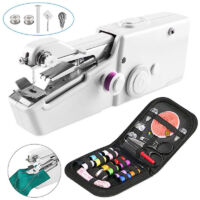 luck-88 Mini-Tragbare Nähmaschine, Handnähmaschine, Schnell-Handstichgerät für Kleidung, Vorhänge, Elektrische Handnähmaschine für Haushaltskleidung (Weiß)