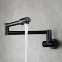 Klappbare Küchenarmatur, Wandarmatur, Küchenspülenarmatur mit multifunktionalem Kaltwasserauslauf, 360° schwenkbare Küchenarmatur – Schwarz