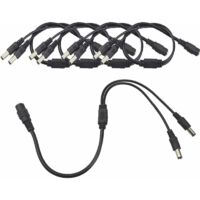 5-teiliges Premium-DC-Stromverteilerkabel, 1 Buchse auf 2 Stecker CCTV-Verteilerkabel, 5,5 x 2,1 mm DC-Stromversorgungs-Verteilerkabel