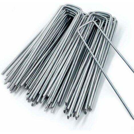 50 picchetti da giardino a forma di U per tessuto anti-erbacce, per la prevenzione delle erbacce, picchetti per tende da campeggio, recinzioni da giardino, lunghi 150 mm, larghi 25 mm, diametro 3 mm