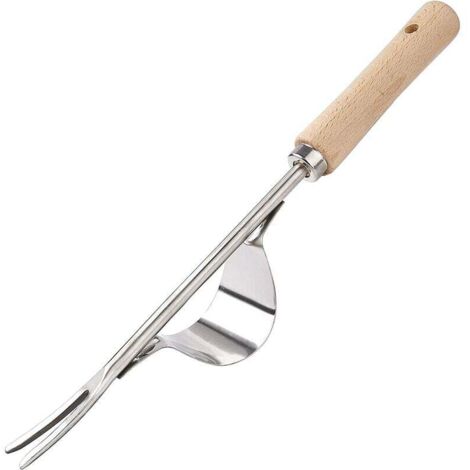 Attrezzo da giardino manuale per diserbare, attrezzo per diserbare in acciaio inossidabile con manico in legno, attrezzo da giardinaggio per diserbare il tuo giardino, lungo 32 cm, 1 pezzo