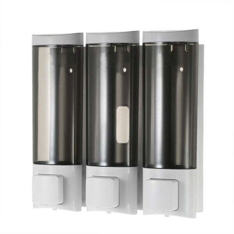Distributore di sapone in schiuma manuale bifacciale, distributore di sapone a parete + supporto, 200 ml x 3, bianco (1/5)
