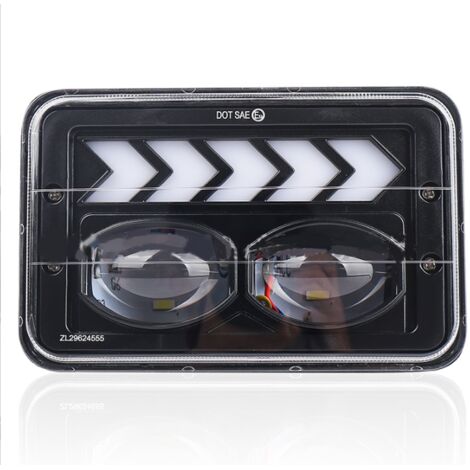 Faro a LED 17,8 x 15,2 cm rettangolo 12,7 x 17,8 cm con Angel Eye Halo a forma di freccia e DRL bianco e indicatore di direzione giallo per la sostituzione di camion H6014 H6054 6054 H6052 (2 pezzi) (1/4)