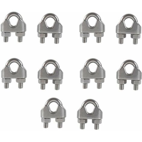 Morsetti per cavi M8 a forma di U, clip per cavi in acciaio inox 304, morsetti a sella per funi metalliche per stendibiancheria da esterno, 10 pezzi (1/5)