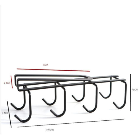 Supporto a gancio forato senza portabicchieri da cucina, supporto a parete per tazze e tazzine da caffè, supporto da appendere sotto il pensile (nero) (1/5)