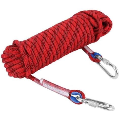 Corda da arrampicata da 10 metri, diametro 12 mm, corda di sicurezza multifunzionale, corda di salvataggio e fuga con 2 moschettoni per arrampicata, nautica, speleologia, ingegneria (1/5)