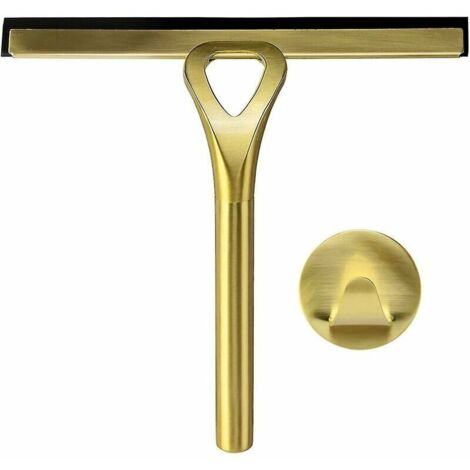Soffione doccia color oro con gancio, raschietto in acciaio inossidabile, detergente per tergivetro per bagno, cucina, specchio e vetro