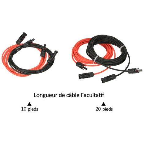 GELRHONR 10AWG Cavo di Prolunga per Pannello Solare con Connettore Femmina e Maschio 6mm² Adattatore per Cavo di Cablaggio del Pannello Solare per Pannelli Solari-(Rosso + Nero) 3M/9.8FT
